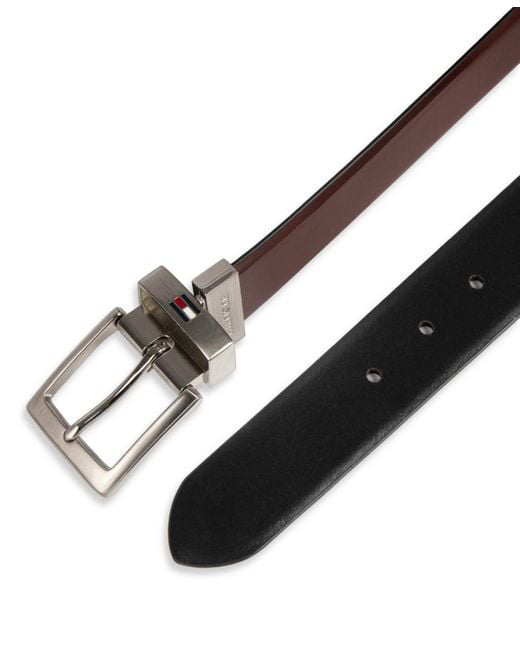 Tommy Hilfiger Brown Two-in-one Reversible Leather Dress Belt for men