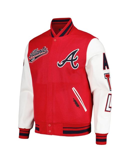 Pro Standard Red Atlanta Braves Script Tail Wool Full-zip Varity Jacket for men