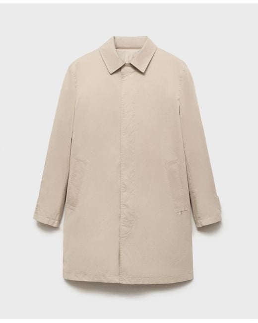 Mango White Classic Water-repellent Trench Coat for men