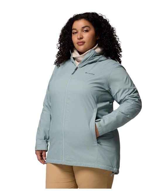 Columbia Blue Plus Size Switchback Lined Long Zipper Jacket