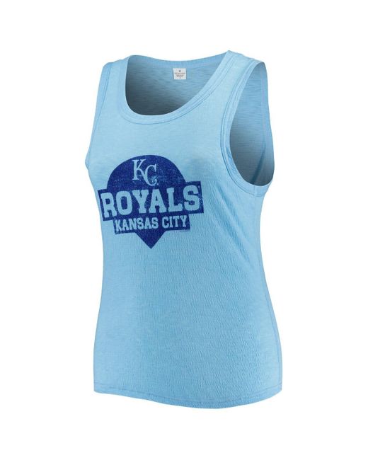 Soft As A Grape Blue Kansas City S Plus Size High Neck Tri-blend Tank Top