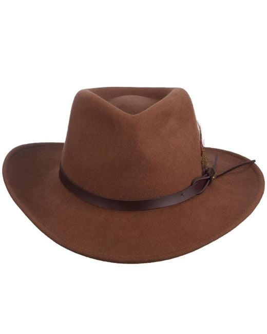 Scala Brown Crushable Felt Outback Hat for men
