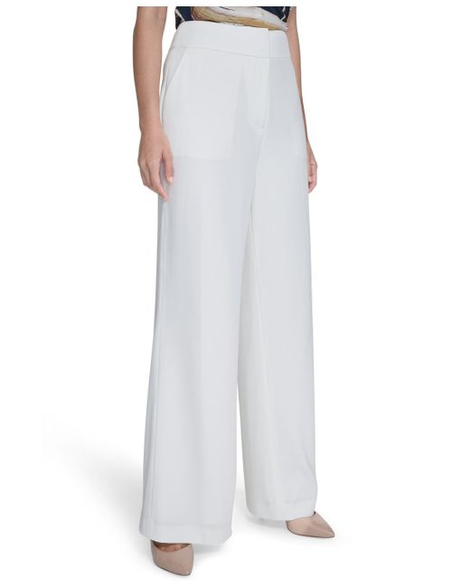 Calvin Klein White High-rise Wide-leg Pants