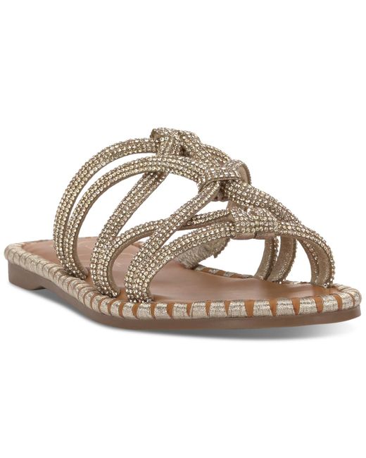Jessica Simpson Metallic Briellea Strappy Beaded Flat Sandals