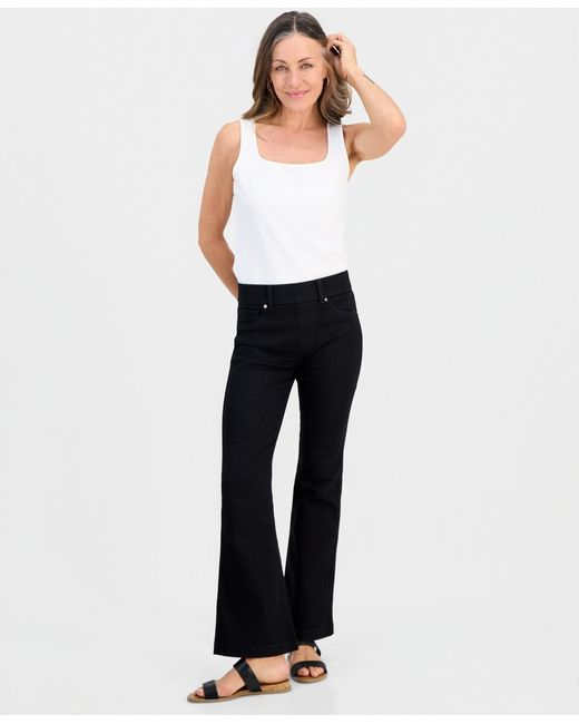 Style & Co. White Petite Pull-on Shaping High-rise Bootcut Jeans