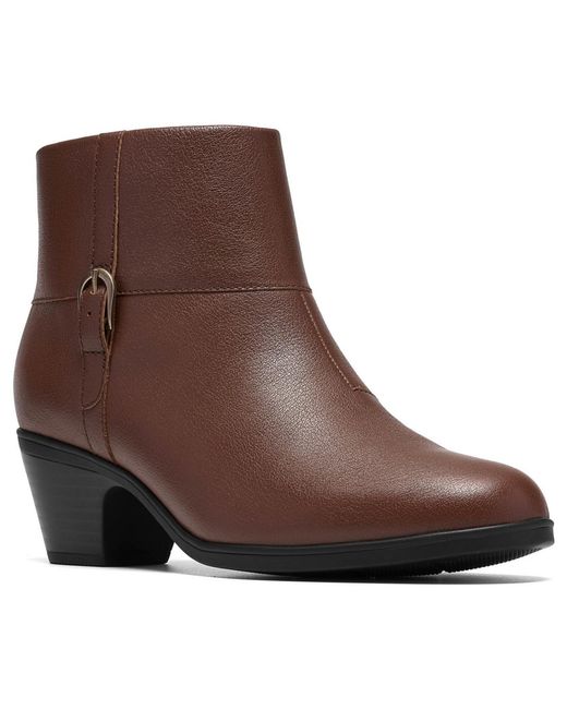 Clarks Brown Emily Block Heel Booties