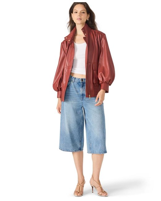 Steve Madden Blue High Collared Bomber Jacket
