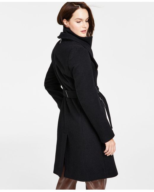 Calvin Klein Belted Wrap Coat, Created For Macy's in Black | Lyst