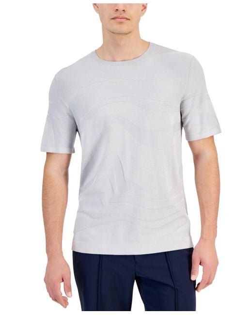 Alfani Gray Tonal Wave Jacquard T-shirt for men