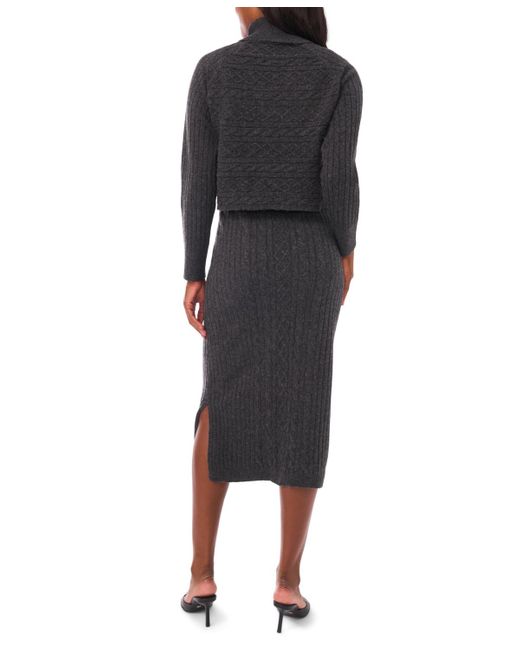 1.STATE Black 2-piece Turtle Neck Sweater And Midi Dress Set