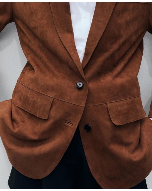 Mango White Straight Suede Jacket