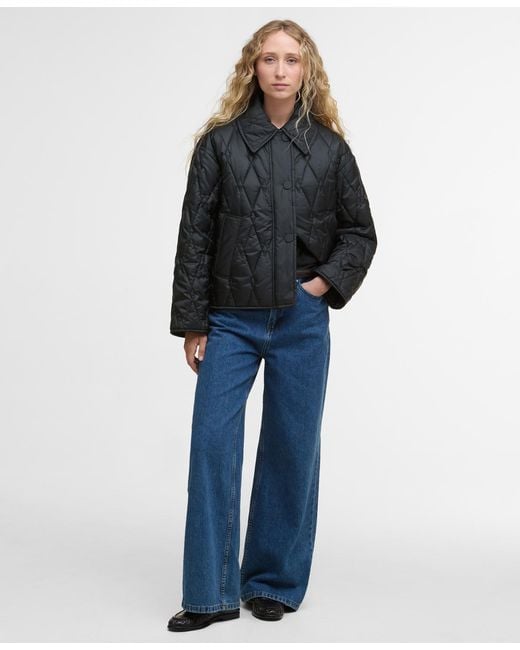Barbour Black Bernadette Collared Quilted Jacket