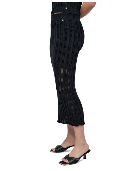 DKNY Black Cable Pointelle-stitch Skirt