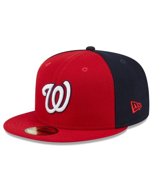 KTZ Red/navy Washington Nationals Gameday Sideswipe 59fifty Fitted Hat for men
