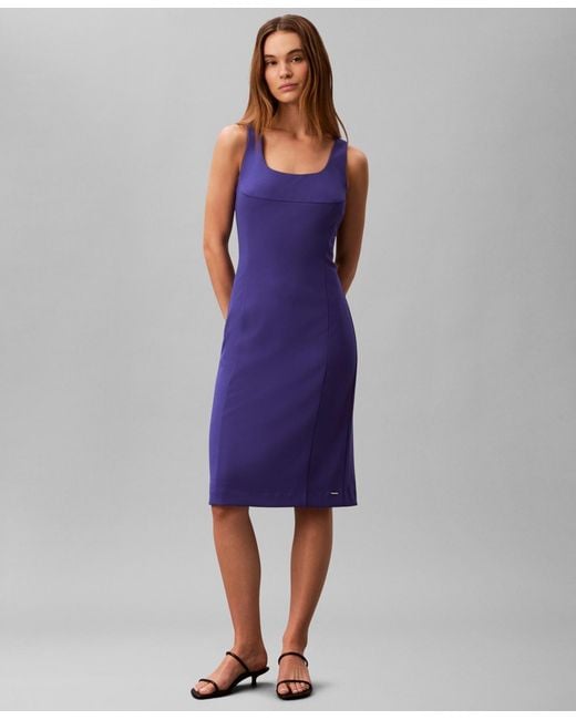 Calvin Klein Sleeveless Scoop Neck Dress in Blue | Lyst Calvin Klein Sleeveless Scoop Neck Dress in Blue | Lyst