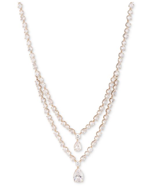 Givenchy Metallic Gold-tone Mixed Cubic Zirconia Layered Statement Necklace