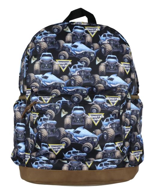MONSTER JAM Blue Backpack All-over Print Megalodon Truck Design School Book Bag