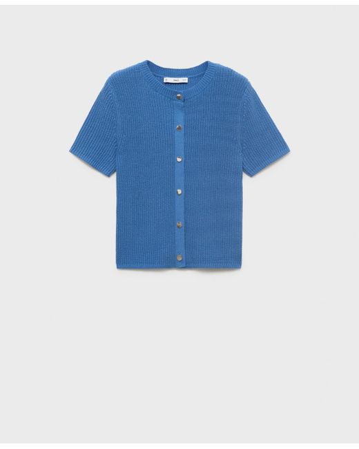 Mango Blue Short-sleeved Knitted Cardigan