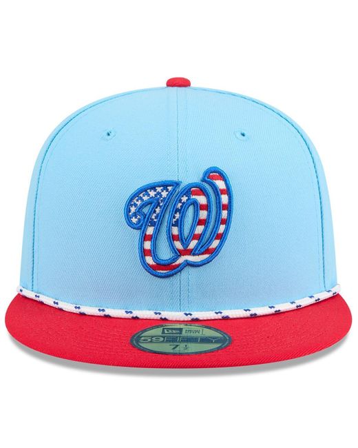 KTZ Light Blue/red Washington Nationals 2025 Fourth Of July 59fifty Fitted Hat for men