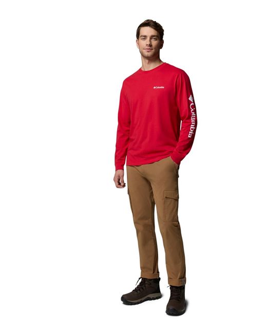 Columbia Red Fundamental Graphic Long-sleeve T-shirt for men