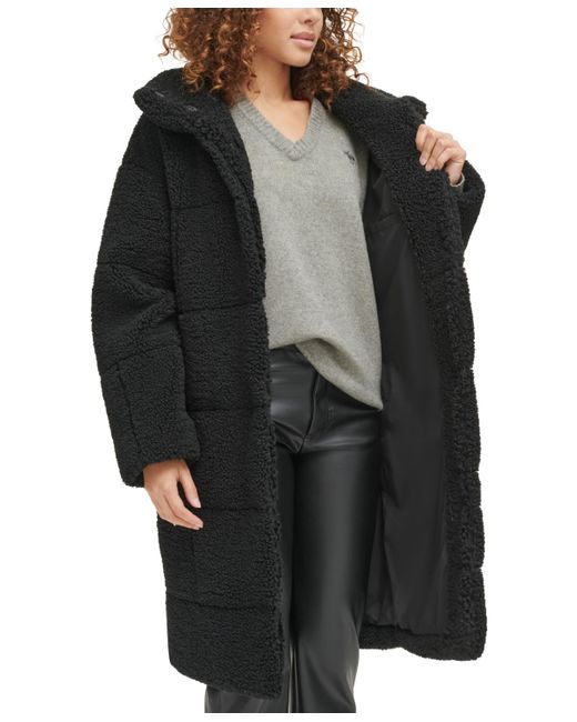 Levi's Black Long Quilted Teddy Coat