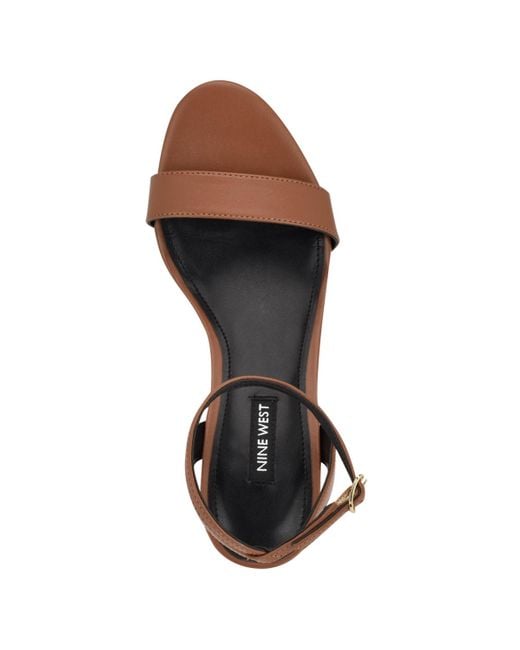 Nine West Metallic Anny Round Toe Ankle Strap Heeled Sandals