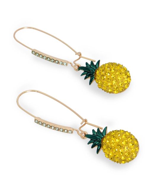 Betsey Johnson Metallic Faux Stone Pineapple Dangle Earrings