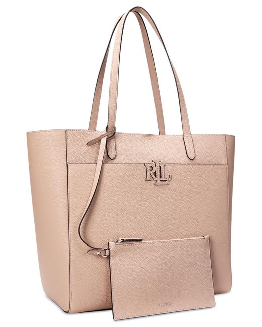 Ralph Lauren Natural Pebbled Leather Extra-large Cameryn Tote Bag