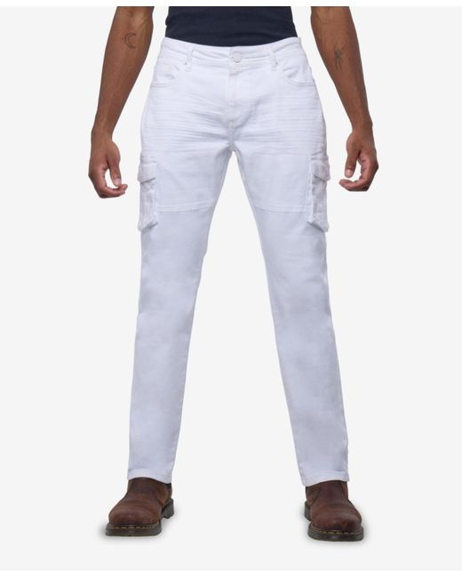 Xray Jeans Blue Slim Fit Stretch Cargo Jeans for men