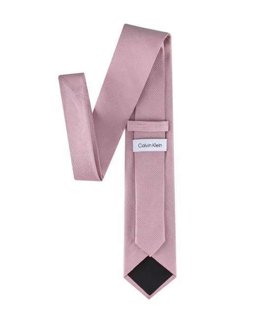 Calvin Klein Pink Textured Solid Silk & Linen Blend Tie for men