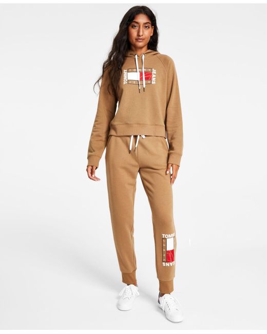 Tommy Jogger Flag-graphic in Pants Hilfiger | Lyst Fleece Natural & Pullover Hoodie