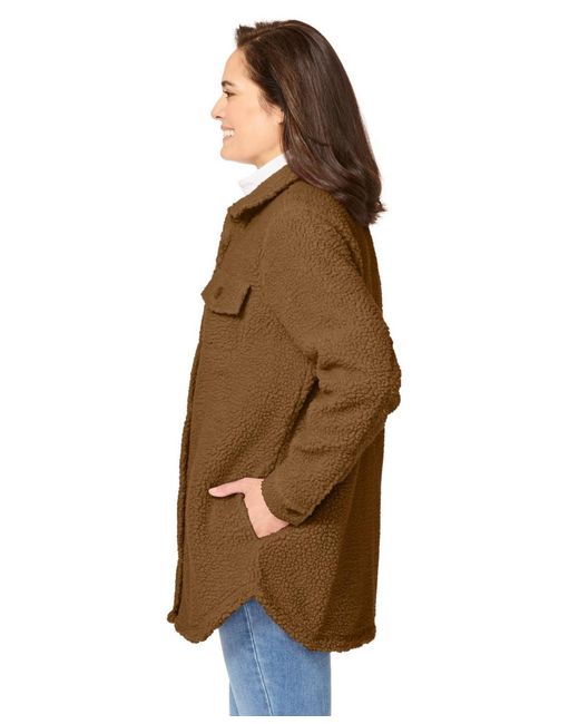 Woman Within Brown Within Berber Button-front Jacket
