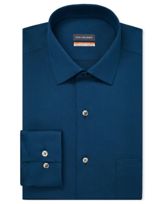 Van Heusen Stain Shield Regular Fit Dress Shirt in Blue for Men Lyst