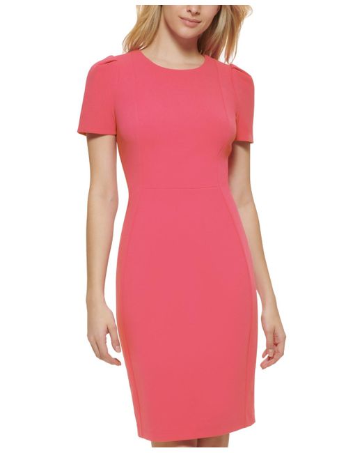 Calvin Klein Pink Petite Short-sleeve Sheath Dress