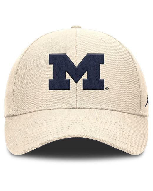 Nike Natural Michigan Wolverines Rise Primetime Performance Trucker Adjustable Hat for men