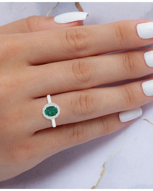 Macy's Green Red & White Cubic Zirconia Oval Halo Ring