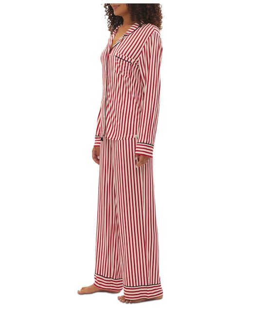 Gap Red 2-pc. Notched-collar Long-sleeve Pajamas Set