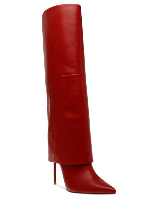 Steve Madden Red Smith Stiletto Cuffed Tall Dress Boots