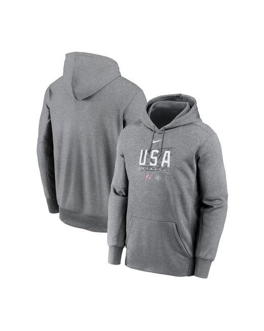 Nike Heather Gray Usa Baseball 2023 World Baseball Classic Dugout Therma Performance Pullover