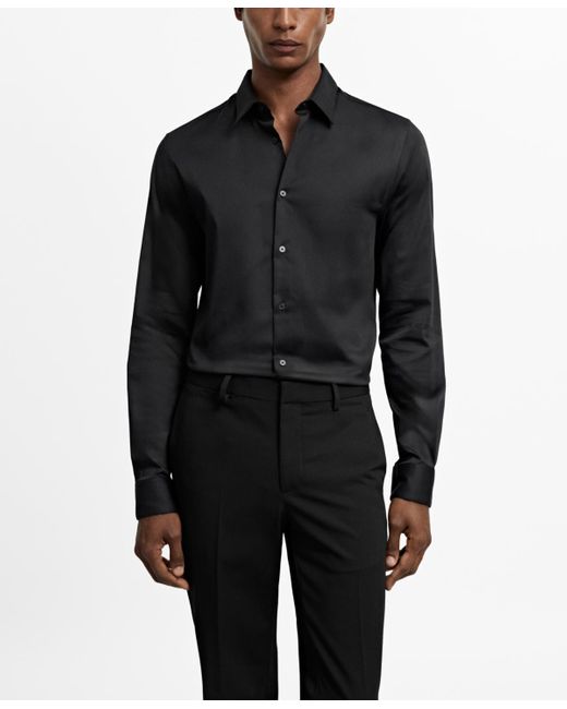 Mango Black Super Slim-fit Poplin Dress Shirt