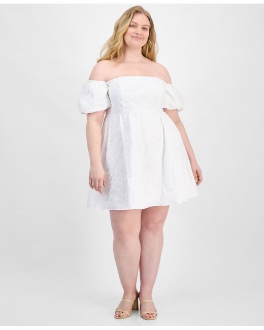Seni & Cade Plus Size Off-the-shoulder Jacquard Fit & Flare Dress in White | Lyst Seni & Cade Plus Size Off-the-shoulder Jacquard Fit & Flare Dress in White | Lyst