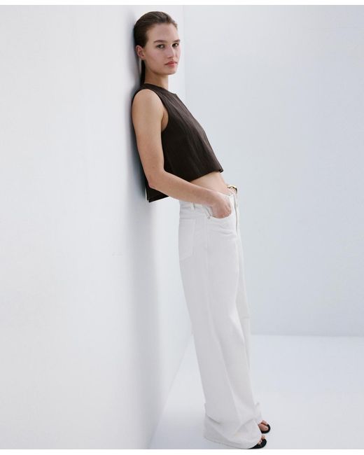 Mango Black Back Buttons Lyocell Top