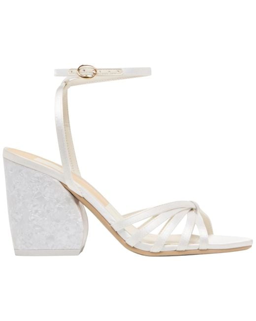 Dolce Vita White Ronica Two-piece Strappy Block Heel Dress Sandals
