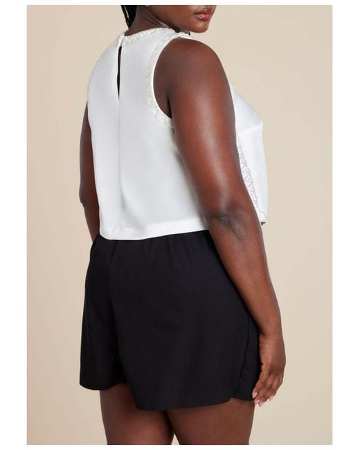 Eloquii White Plus Size Embellished Sleeveless Boxy Shirt