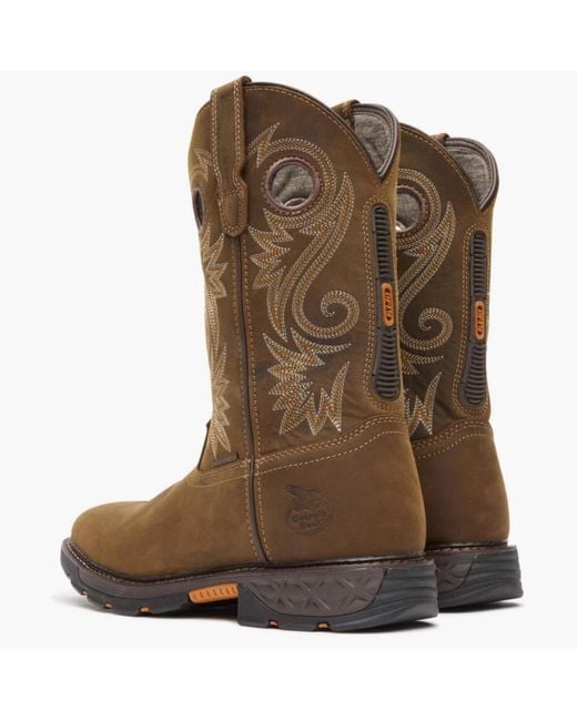 Georgia Boot Brown Carbo-tec Flx Waterproof Pull-on Work Boot for men