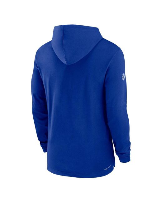 Nike Blue Buffalo Bills Sideline Performance Long Sleeve Hoodie T-shirt for men
