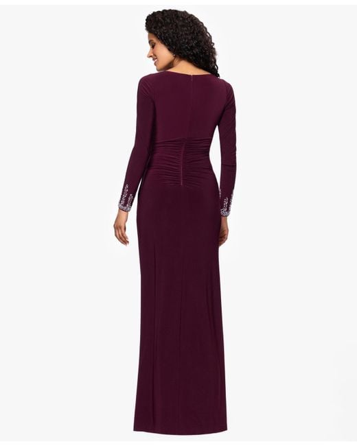 Betsy & Adam Purple Petite Beaded Dress
