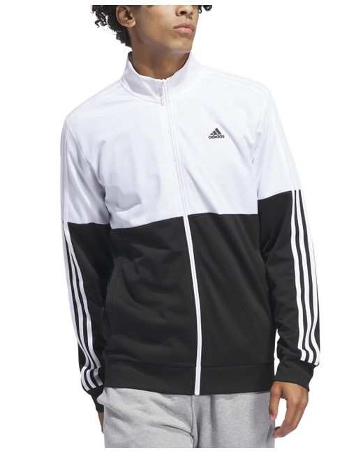 Adidas White Essentials Colorblocked Tricot Track Jacket for men