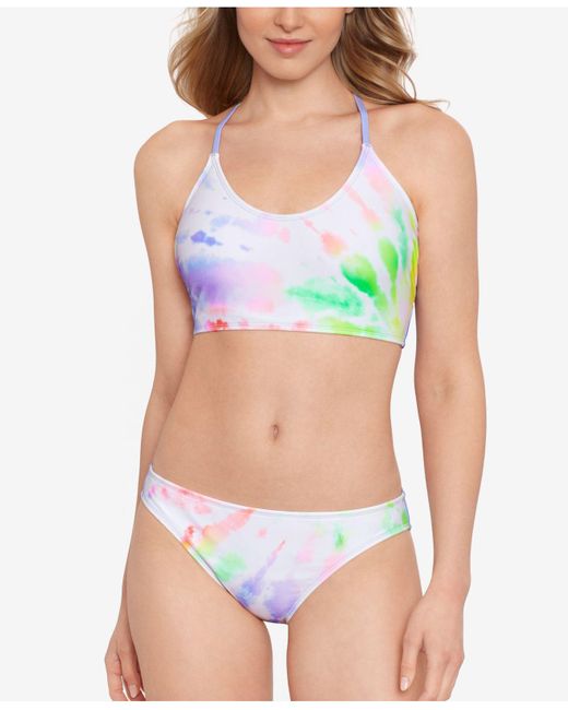 Salt + Cove Blue Juniors' Night Lights Lace-up Bikini Top & Hipster Bikini Bottoms, Created For Macys