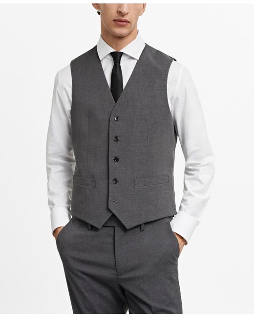 Mango Gray Slim-fit Suit Vest for men